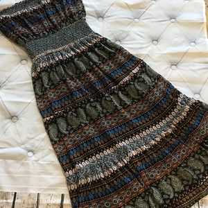 Strapless Summer Print Dress